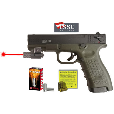 Pack Laser Pistolet ISSC M22 Kaki cal. 9mm Pak