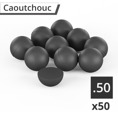 50 Balles caoutchouc T4E Cal.50 Rubberball noire mat (sachet)