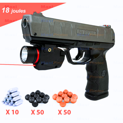 Pack pistolet de défense kimar LTL bravo cal.50 + munitions + lampe laser