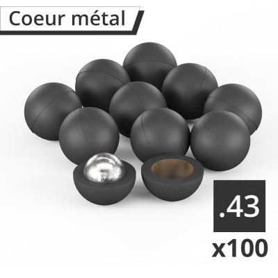 100 billes caoutchouc coeur métal cal.43 en sachet - T4E UMAREX