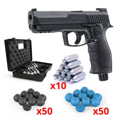 Pack Pistolet Umarex T4E HDP 50 - TP50 - (11 joules) - 50 billes caoutchouc Rubberball cal.50