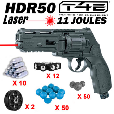 Revolver de défense Umarex T4E HDR 50L laser intégré + munitions