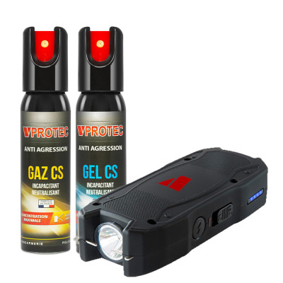 Pack défense de poche - 2 lacrymogènes et mini taser