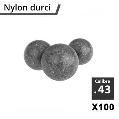 100 balles durcies nylon cal.43