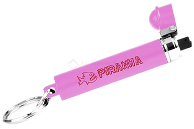 Porte clé de défense poivre Piranha rose rechargeable