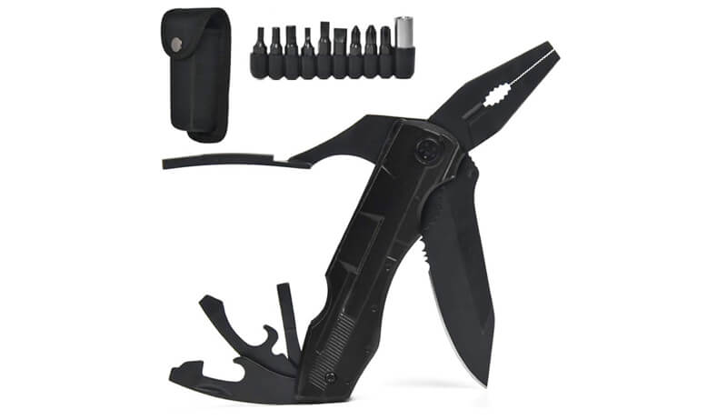 Couteau ouvert avec outils visibles