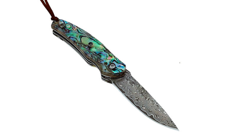 Manche en nacre d'ormeau aux reflets multicolores